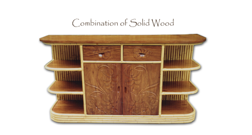 Book shelf w/ Solid wood and Carved doors