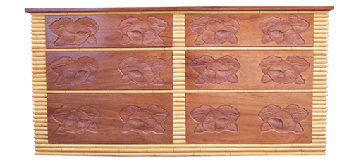 Rattan w/ Solid wood 6 Drawer Double Dresser