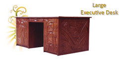Large Executive Desk w/ Bamboo Carved Design